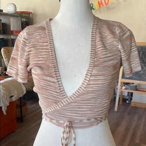 Cozy Knit Striped Wrap Top